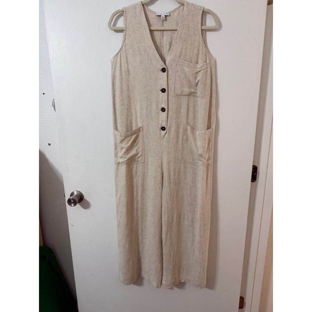 Miou Muse Women's Sleeveless Linen Blend Wide Leg Jumpsuit - Size Small